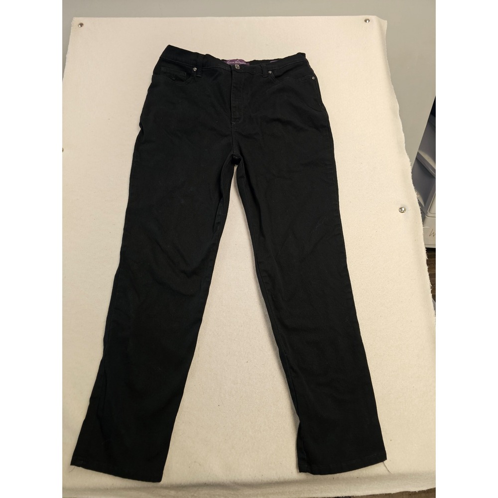 Gloria Vanderbilt Amanda High Rise Tapered Jeans Black‎ Size 14 Stretch Denim